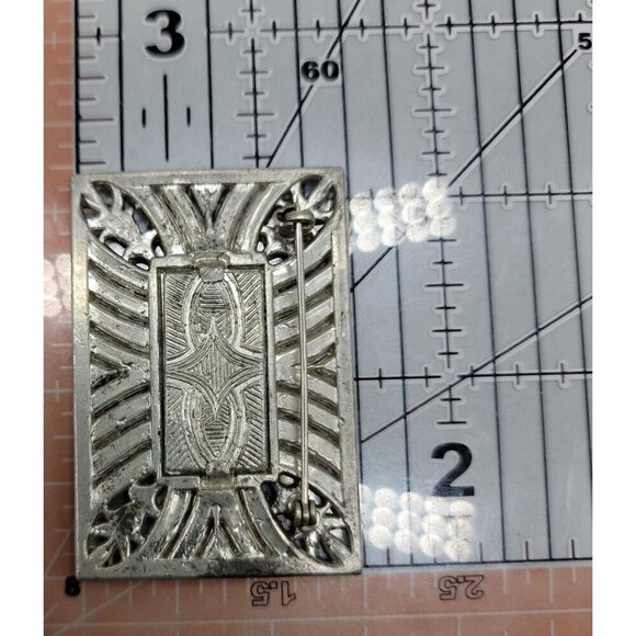 Marcasite Silver Plated Monogram Brooch Art Deco Style HCL? Vintage 1950s - Picture 2 of 9